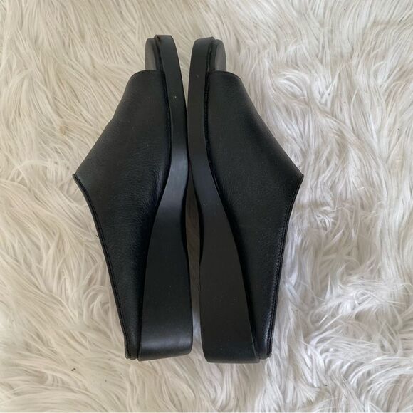 Easy Spirit Black Leather Heaven Open Toe Wedge Slide Platform Sandals Size 8.5 - Picture 4 of 8